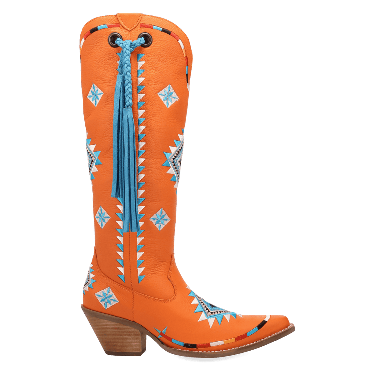 PRODUCT SHOT TERRACOTTA LEATHER BOOT AT 90 DEGREE INSIDE ANGLE
