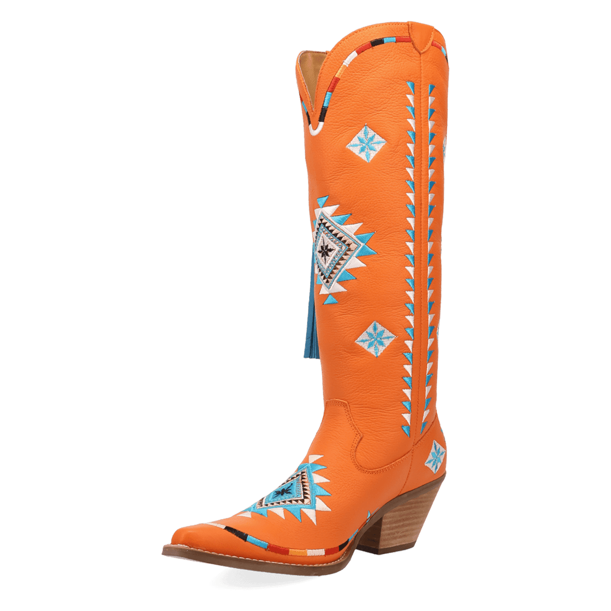 PRODUCT SHOT TERRACOTTA LEATHER BOOT AT 225 DEGREE ANGLE