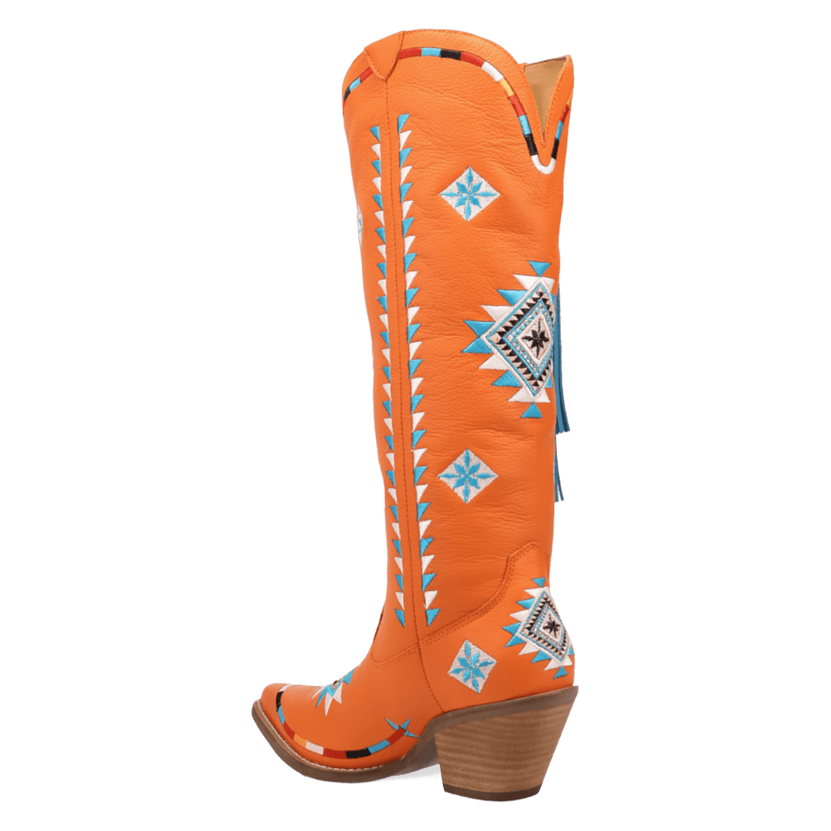 PRODUCT SHOT TERRACOTTA LEATHER BOOT AT 270 DEGREE ANGLE