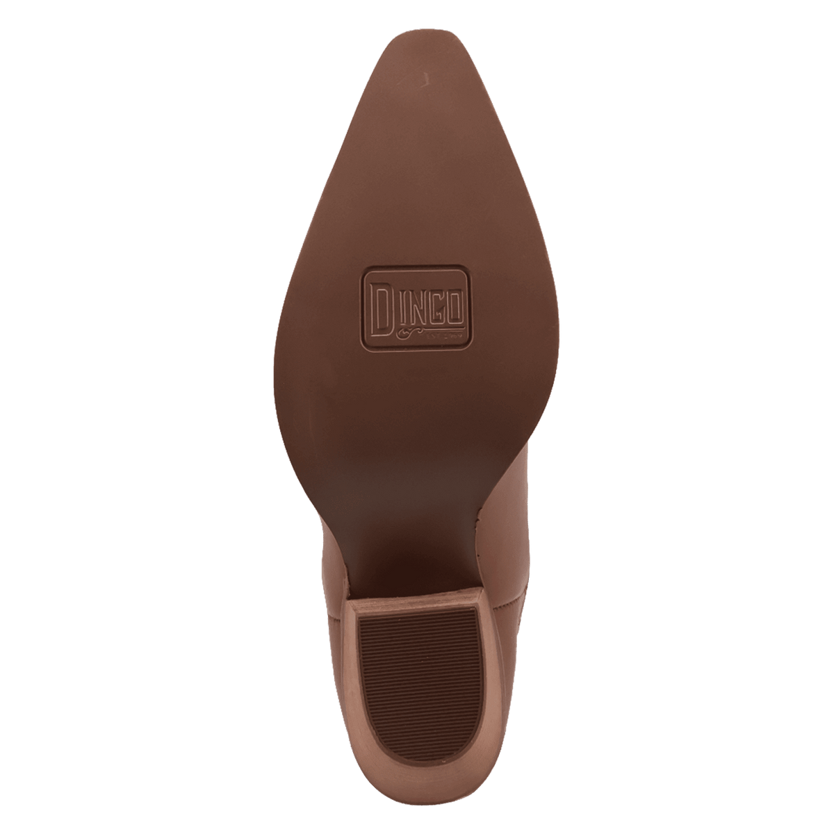 PRODUCT SHOT PEYOTE LEATHER BOOT AT OUTSOLE ANGLE