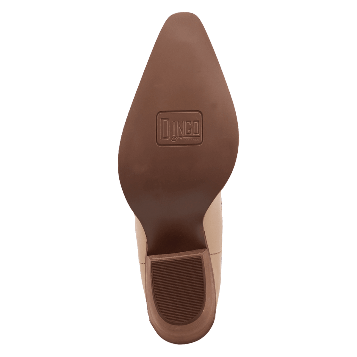 PRODUCT SHOT PEYOTE LEATHER BOOT AT OUTSOLE ANGLE