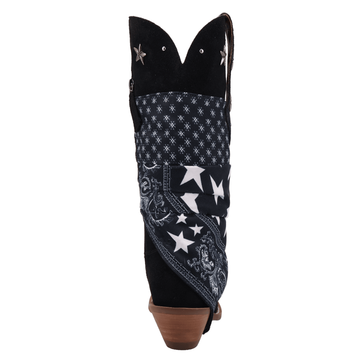 PRODUCT SHOT BANDIDA SUEDE BOOT AT 180 DEGREE BACK ANGLE