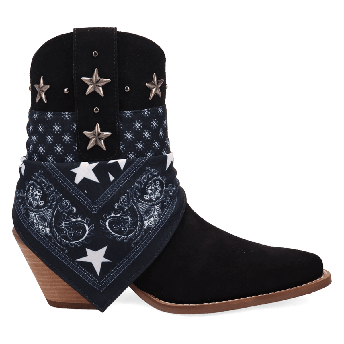 PRODUCT SHOT SUNDANCE SUEDE BOOTIE AT 90 DEGREE INSIDE ANGLE