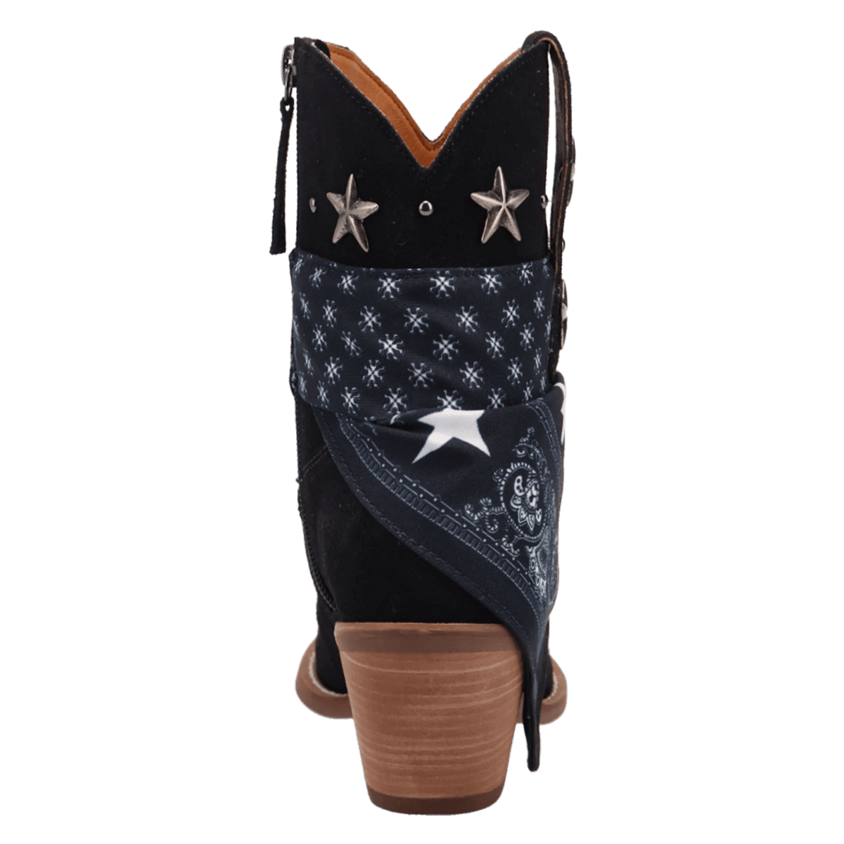 PRODUCT SHOT SUNDANCE SUEDE BOOTIE AT 180 DEGREE BACK ANGLE