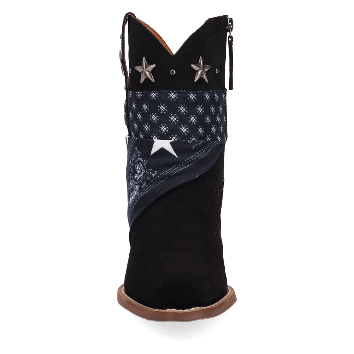 PRODUCT SHOT SUNDANCE SUEDE BOOTIE AT FRONT ANGLE