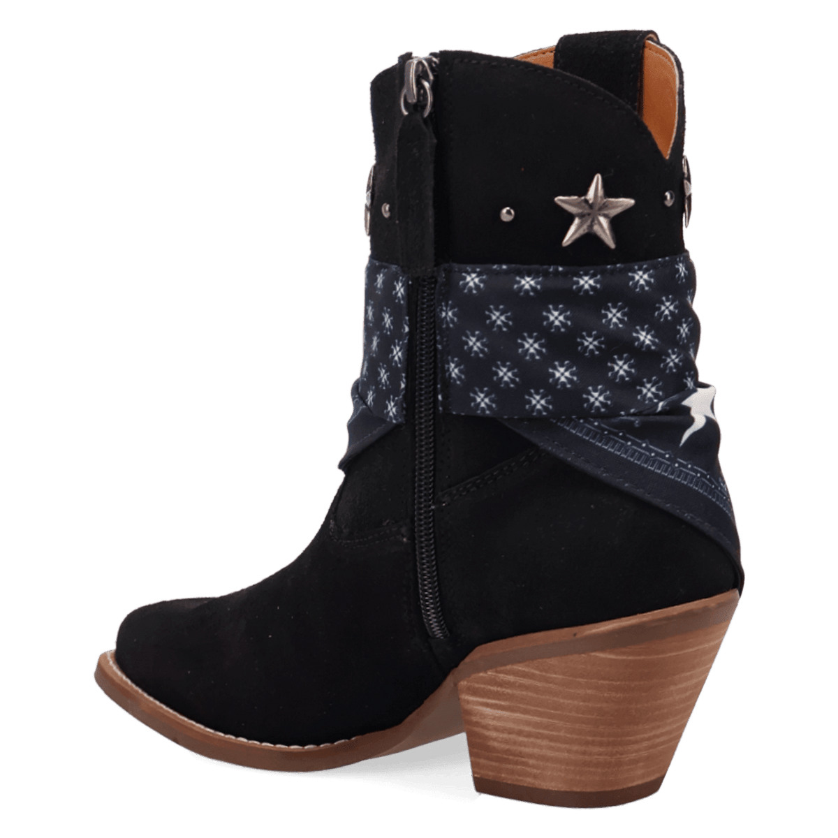 PRODUCT SHOT SUNDANCE SUEDE BOOTIE AT 270 DEGREE ANGLE