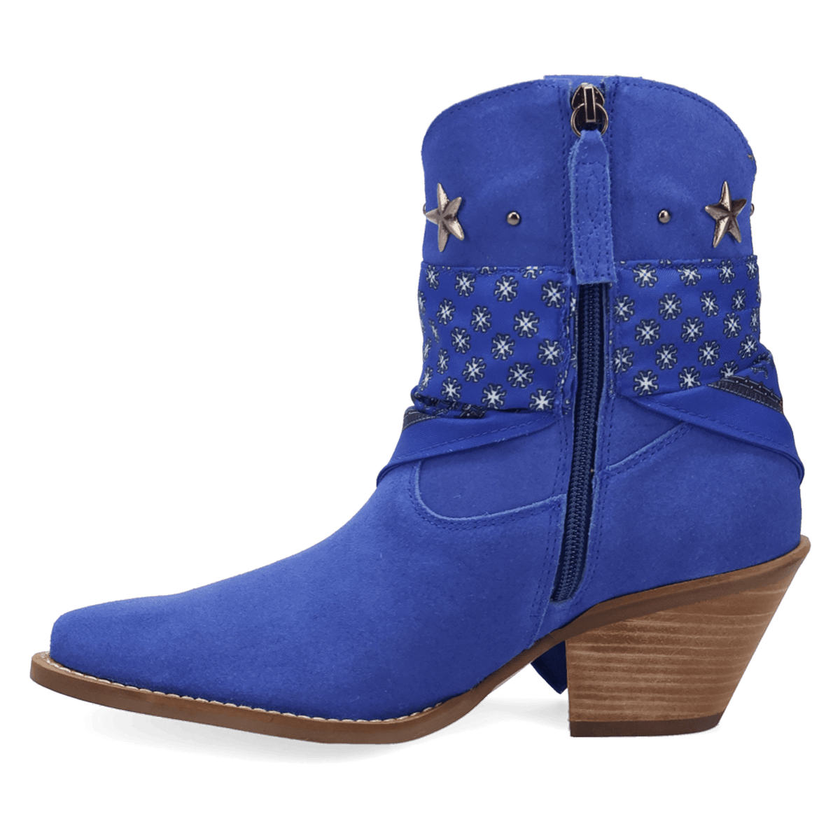 PRODUCT SHOT SUNDANCE SUEDE BOOTIE AT 135 DEGREE OUTSIDE ANGLE