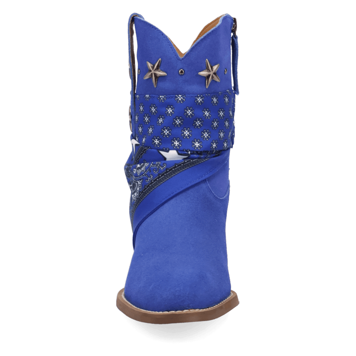 PRODUCT SHOT SUNDANCE SUEDE BOOTIE AT FRONT ANGLE