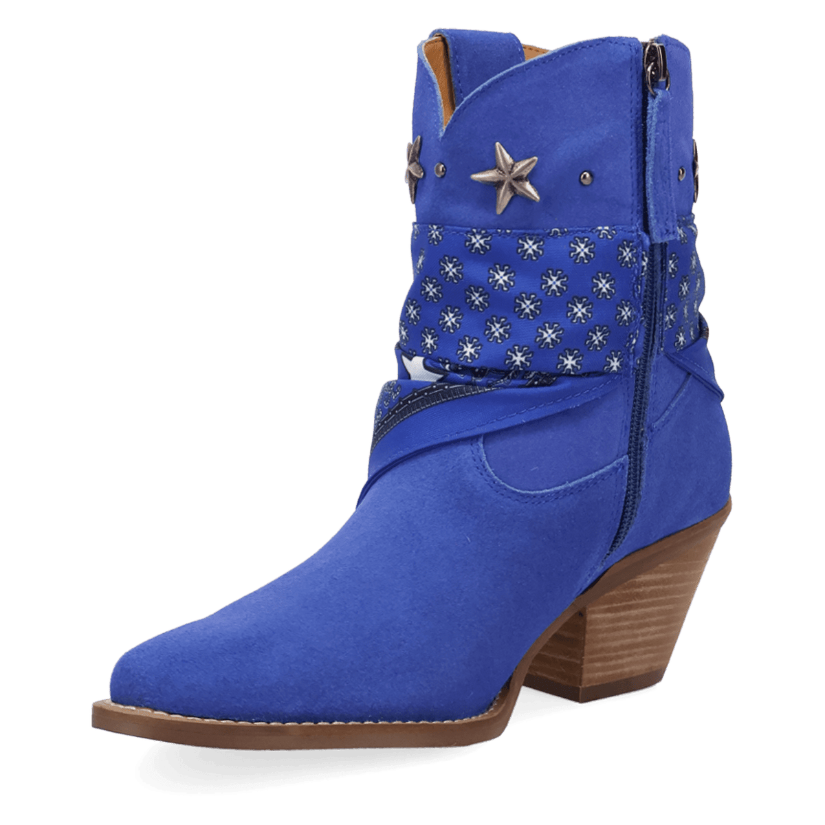 PRODUCT SHOT SUNDANCE SUEDE BOOTIE AT 225 DEGREE ANGLE