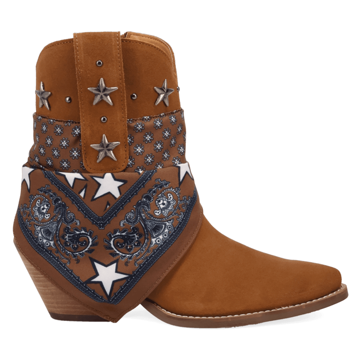 PRODUCT SHOT SUNDANCE SUEDE BOOTIE AT 90 DEGREE INSIDE ANGLE