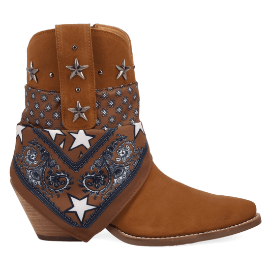 PRODUCT SHOT SUNDANCE SUEDE BOOTIE AT 90 DEGREE INSIDE ANGLE