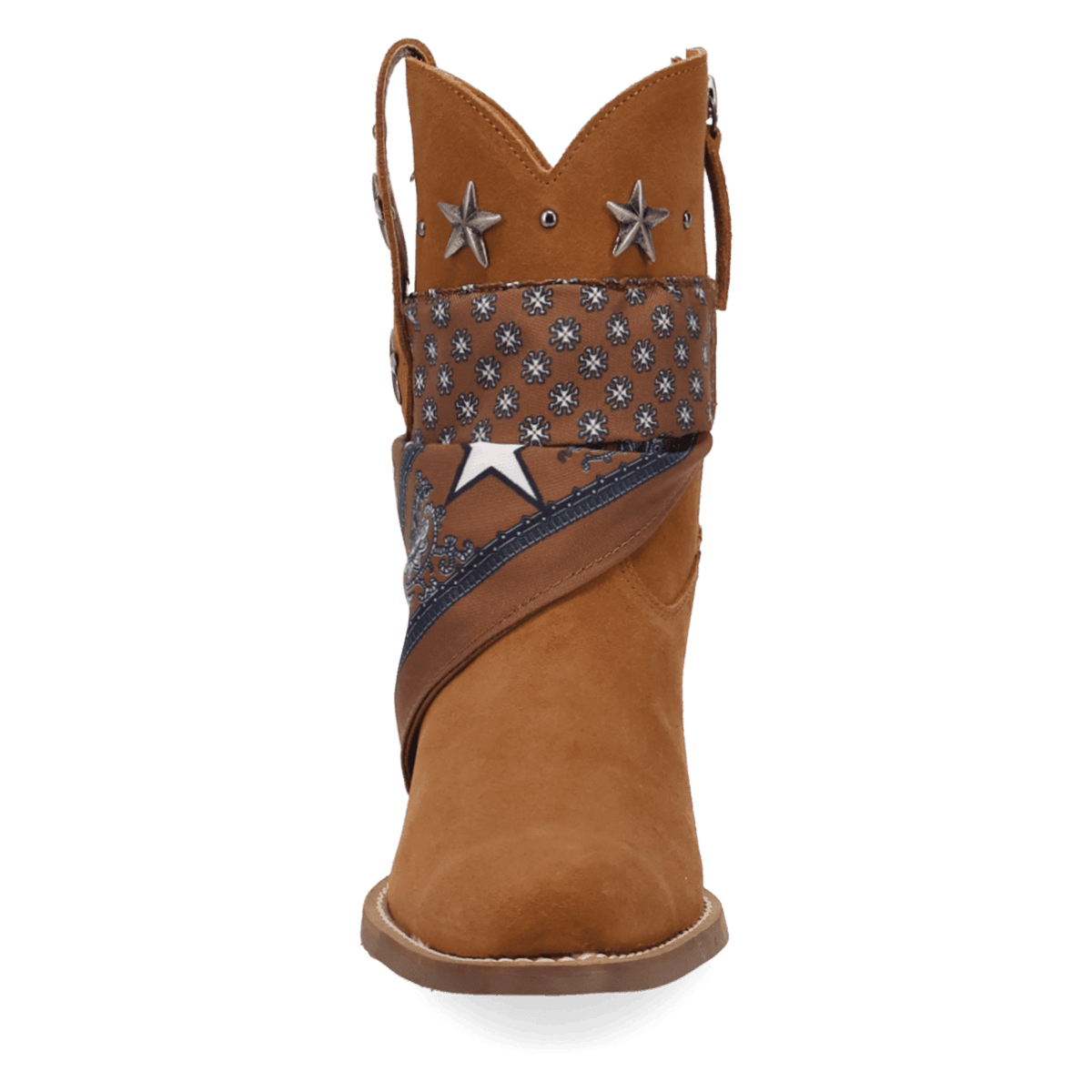 PRODUCT SHOT SUNDANCE SUEDE BOOTIE AT FRONT ANGLE