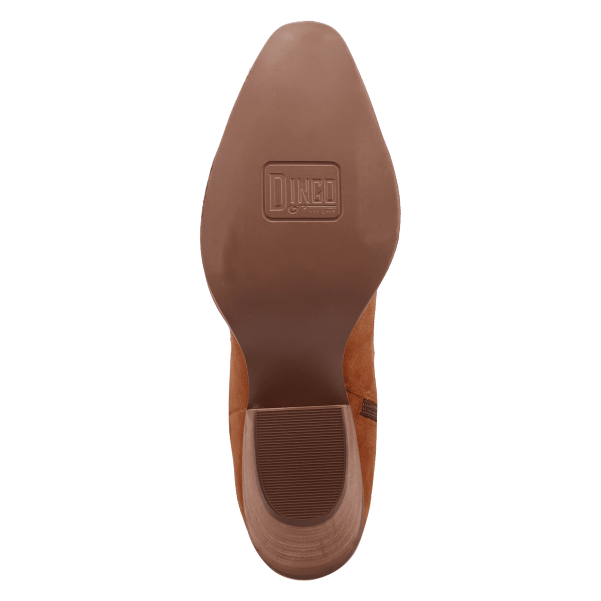 PRODUCT SHOT SUNDANCE SUEDE BOOTIE AT OUTSOLE ANGLE