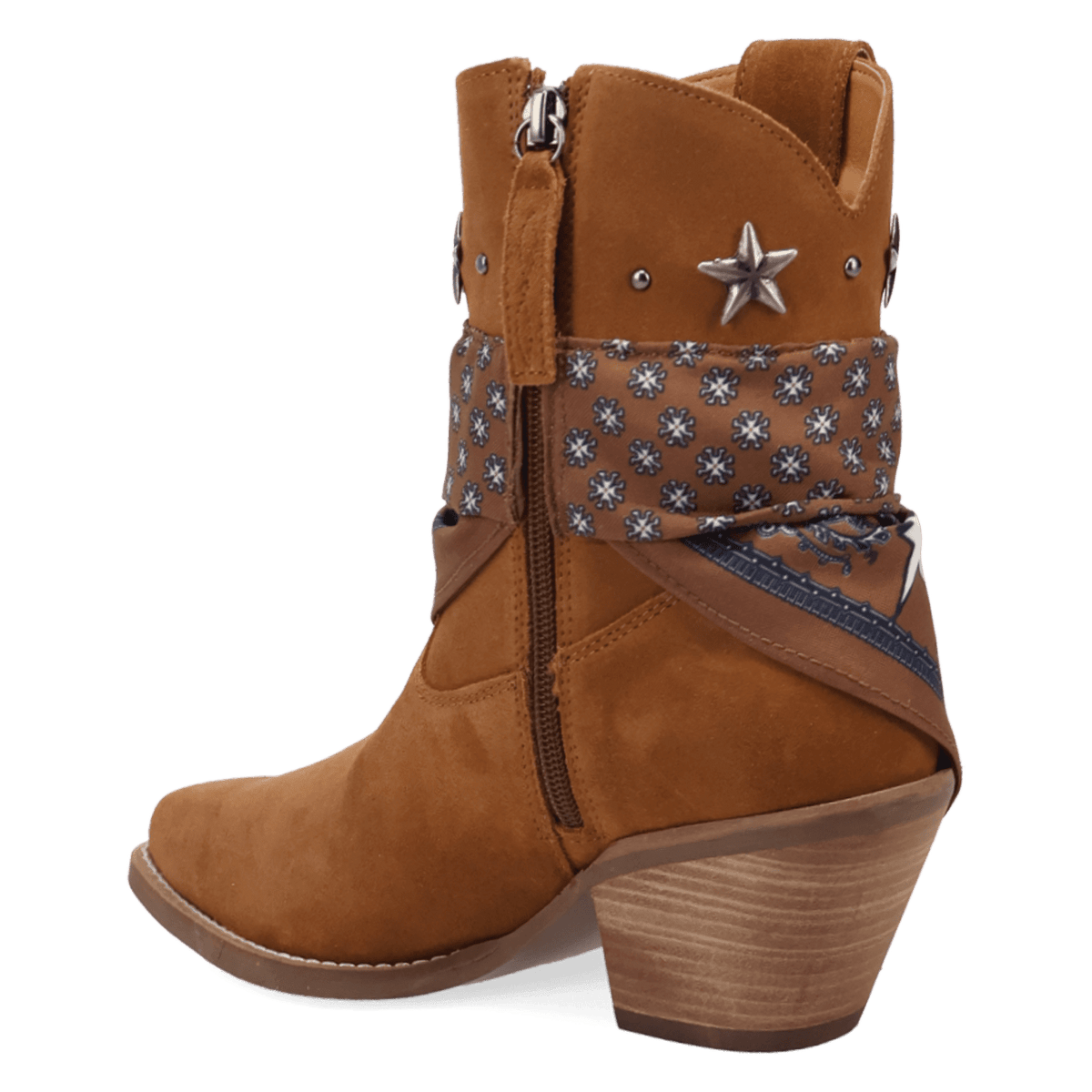 PRODUCT SHOT SUNDANCE SUEDE BOOTIE AT 270 DEGREE ANGLE