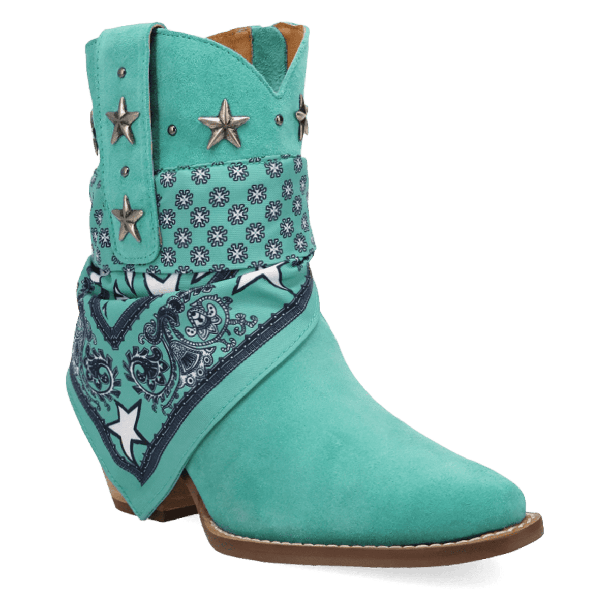 PRODUCT SHOT SUNDANCE SUEDE BOOTIE AT 45 DEGREE ANGLE