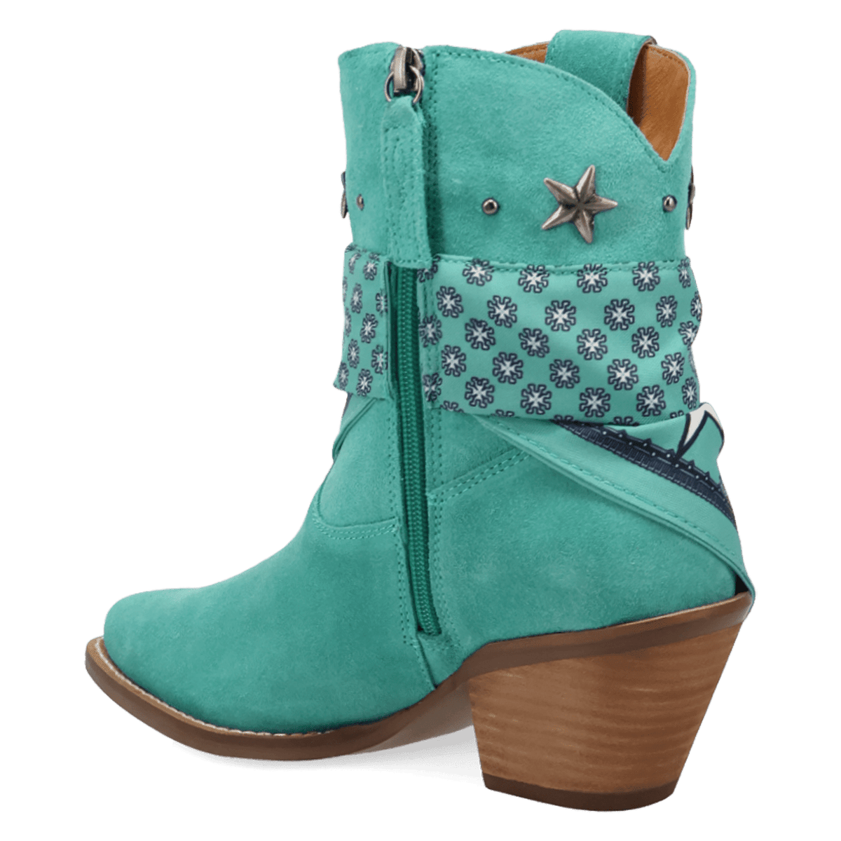 PRODUCT SHOT SUNDANCE SUEDE BOOTIE AT 270 DEGREE ANGLE