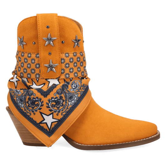 PRODUCT SHOT SUNDANCE SUEDE BOOTIE AT 90 DEGREE INSIDE ANGLE