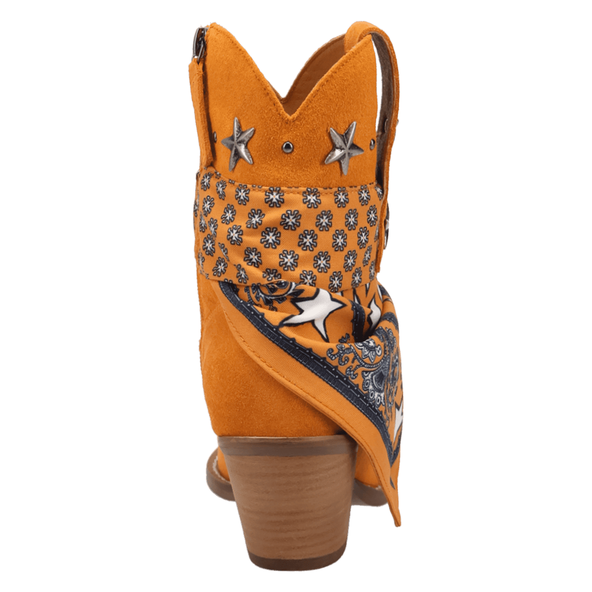 PRODUCT SHOT SUNDANCE SUEDE BOOTIE AT 180 DEGREE BACK ANGLE