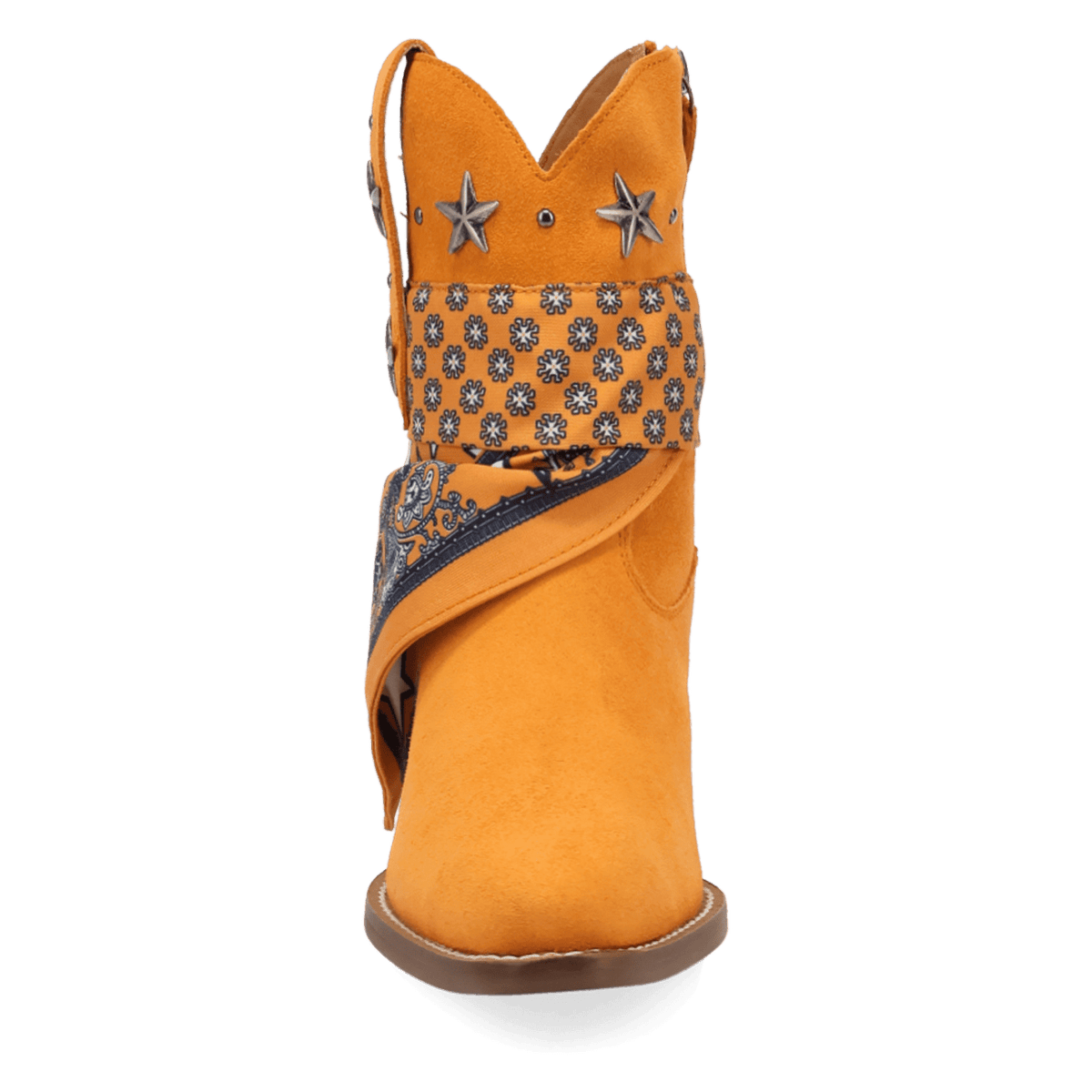 PRODUCT SHOT SUNDANCE SUEDE BOOTIE AT FRONT ANGLE