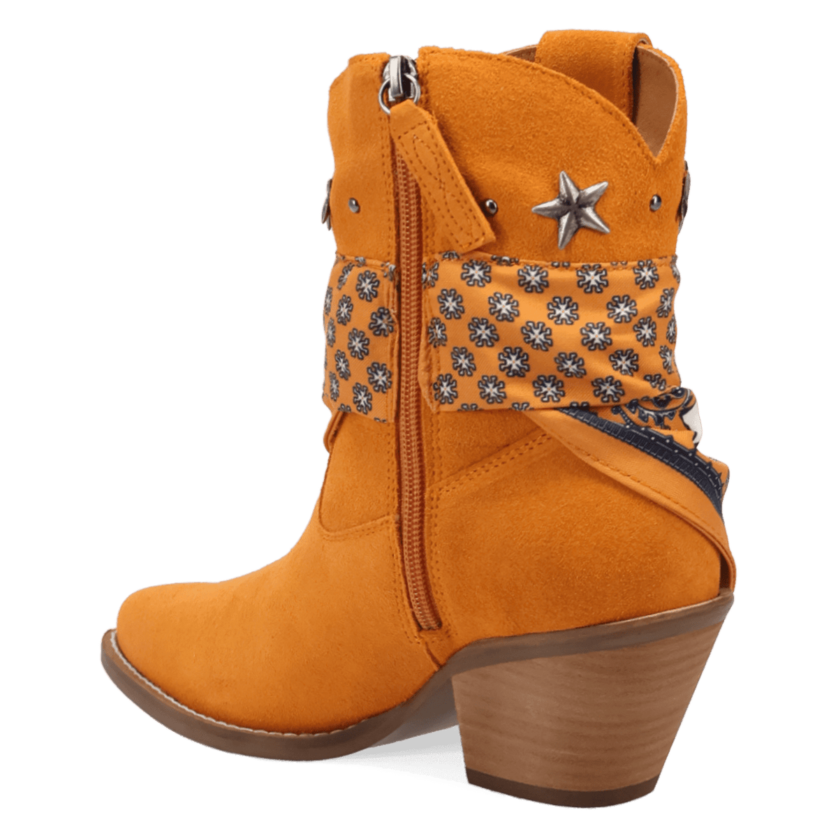 PRODUCT SHOT SUNDANCE SUEDE BOOTIE AT 270 DEGREE ANGLE