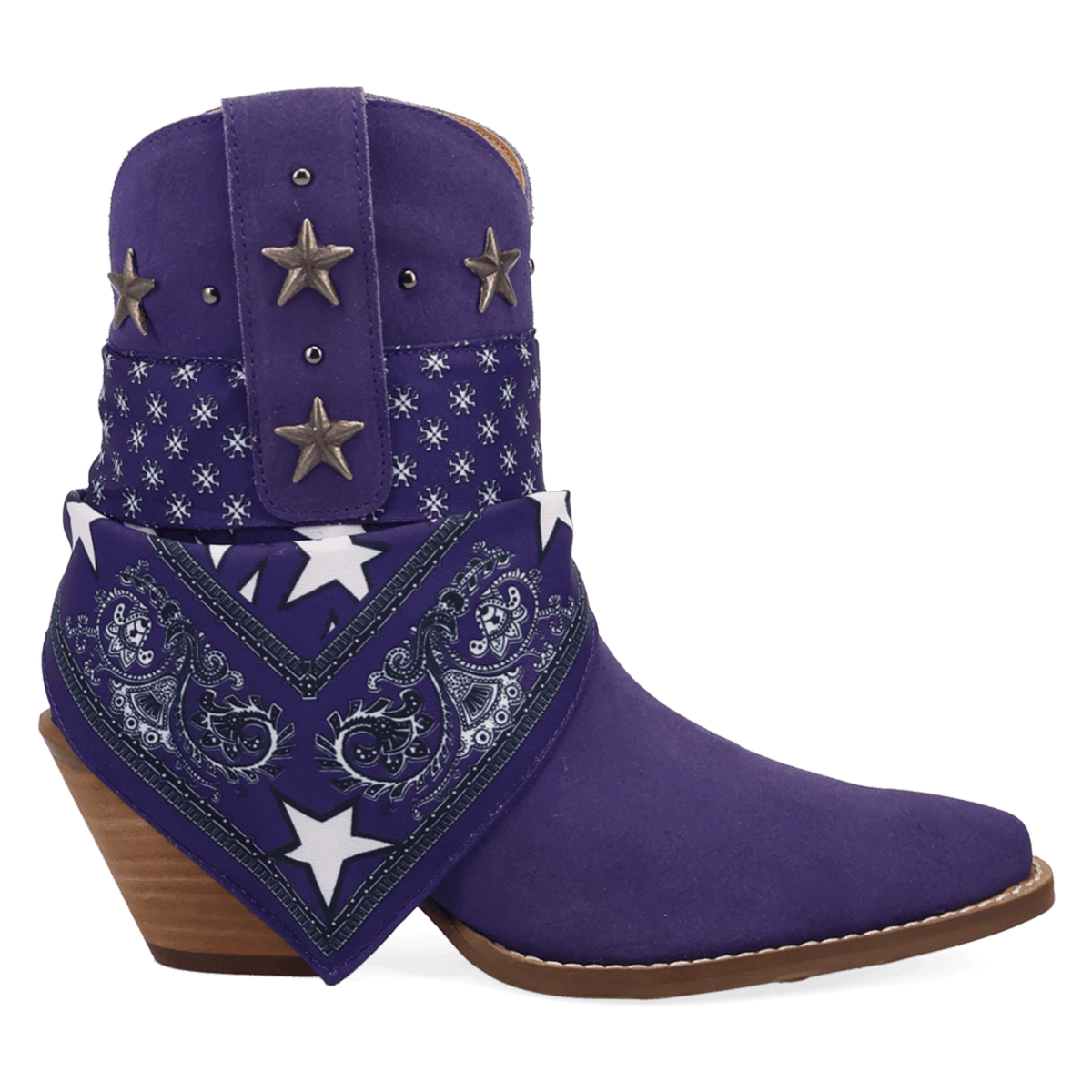 PRODUCT SHOT SUNDANCE SUEDE BOOTIE AT 90 DEGREE INSIDE ANGLE