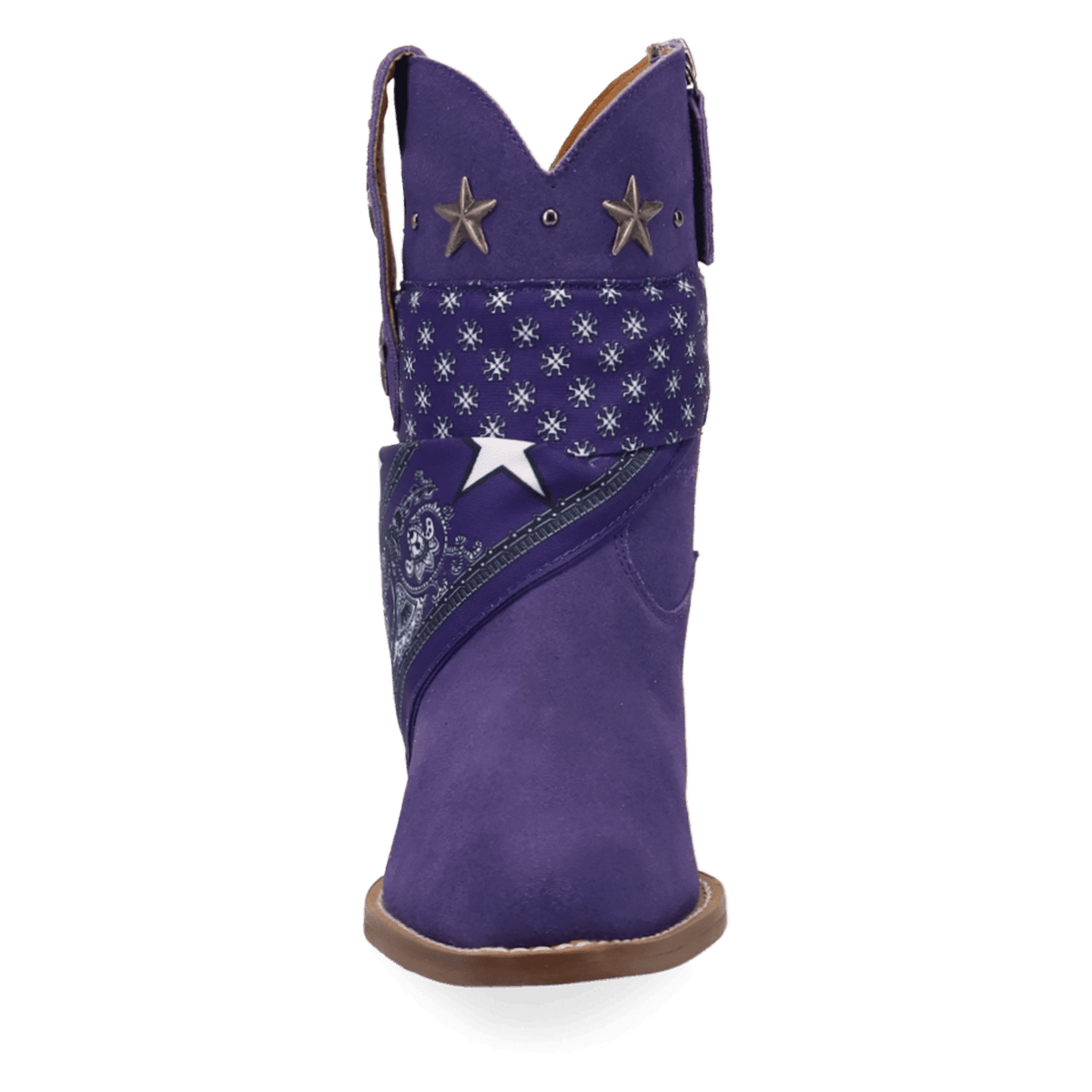 PRODUCT SHOT SUNDANCE SUEDE BOOTIE AT FRONT ANGLE