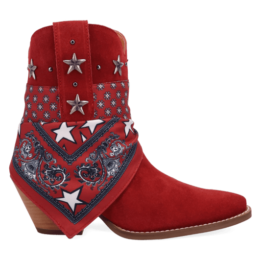 PRODUCT SHOT SUNDANCE SUEDE BOOTIE AT 90 DEGREE INSIDE ANGLE