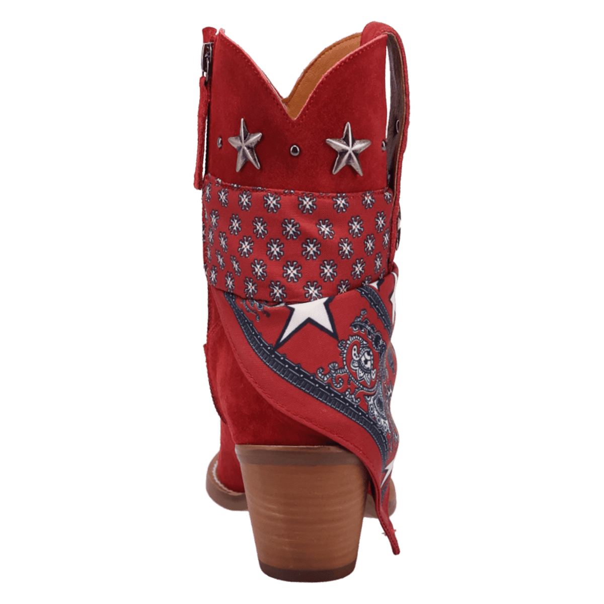 PRODUCT SHOT SUNDANCE SUEDE BOOTIE AT 180 DEGREE BACK ANGLE