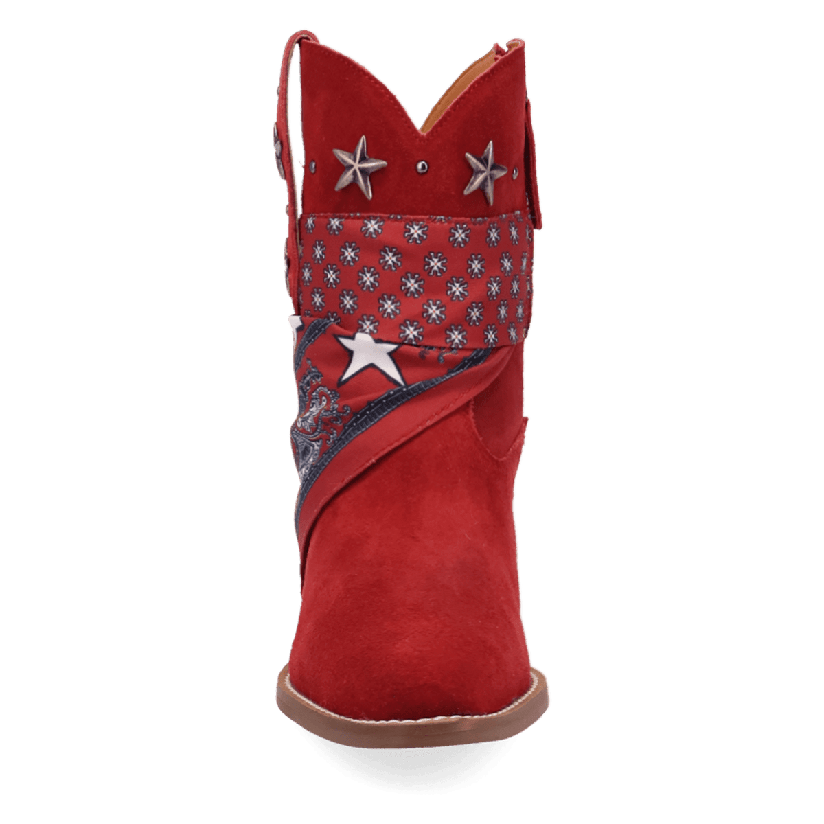 PRODUCT SHOT SUNDANCE SUEDE BOOTIE AT FRONT ANGLE
