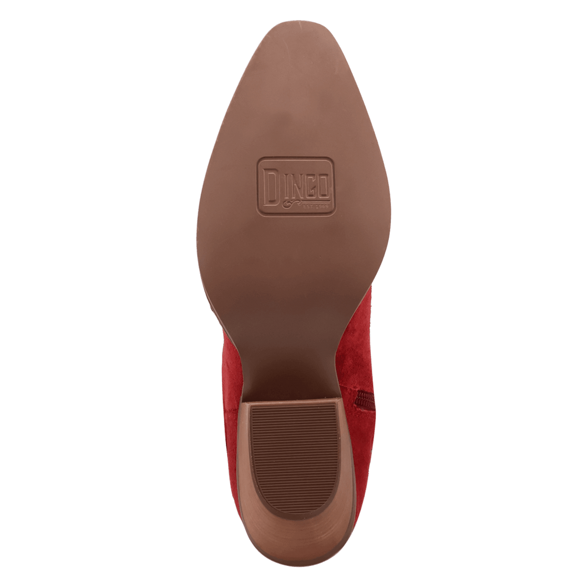 PRODUCT SHOT SUNDANCE SUEDE BOOTIE AT OUTSOLE ANGLE