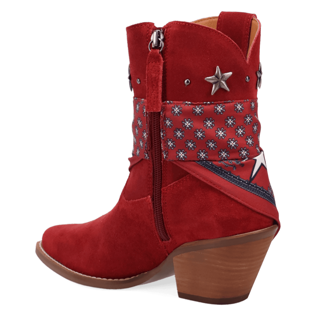 PRODUCT SHOT SUNDANCE SUEDE BOOTIE AT 270 DEGREE ANGLE