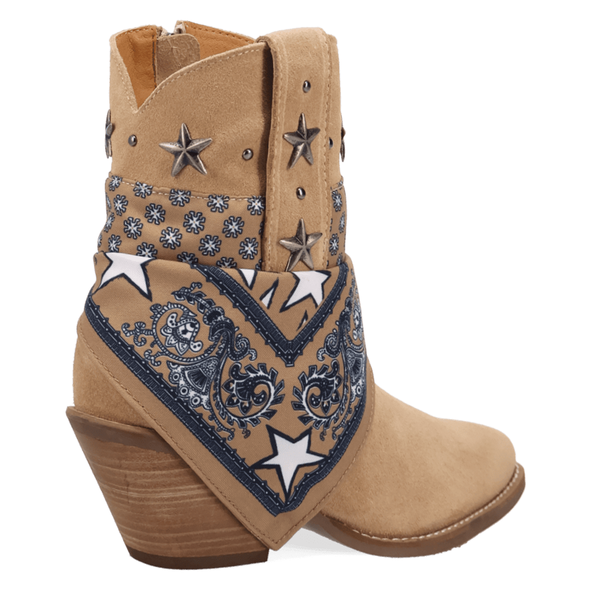 PRODUCT SHOT SUNDANCE SUEDE BOOTIE AT 315 DEGREE ANGLE