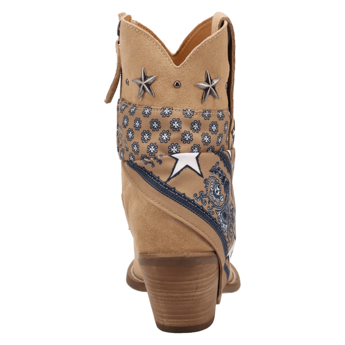 PRODUCT SHOT SUNDANCE SUEDE BOOTIE AT 180 DEGREE BACK ANGLE