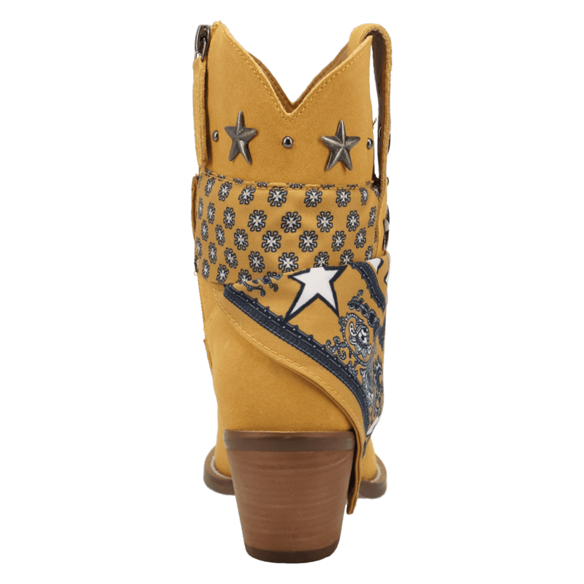 PRODUCT SHOT SUNDANCE SUEDE BOOTIE AT 180 DEGREE BACK ANGLE
