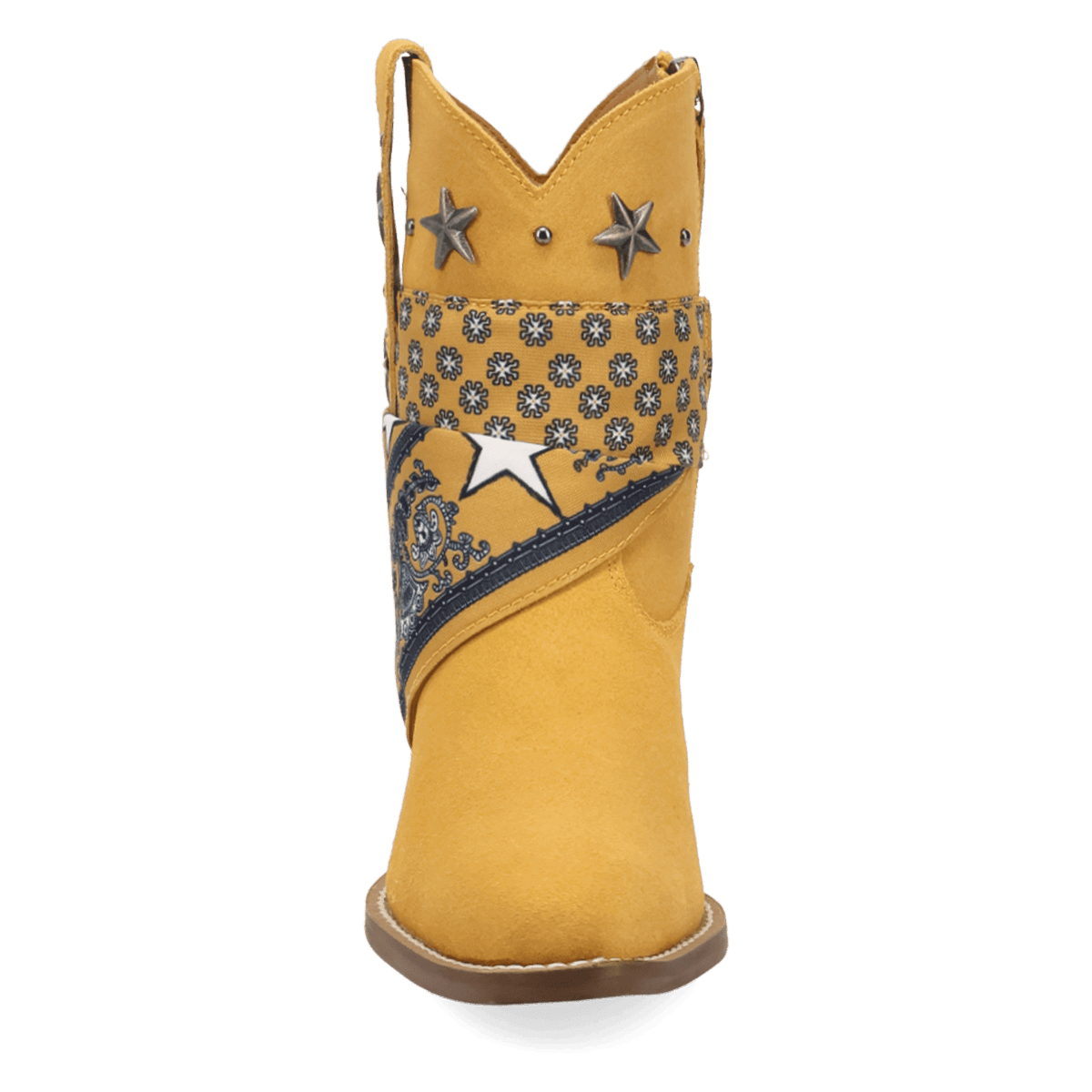 PRODUCT SHOT SUNDANCE SUEDE BOOTIE AT FRONT ANGLE
