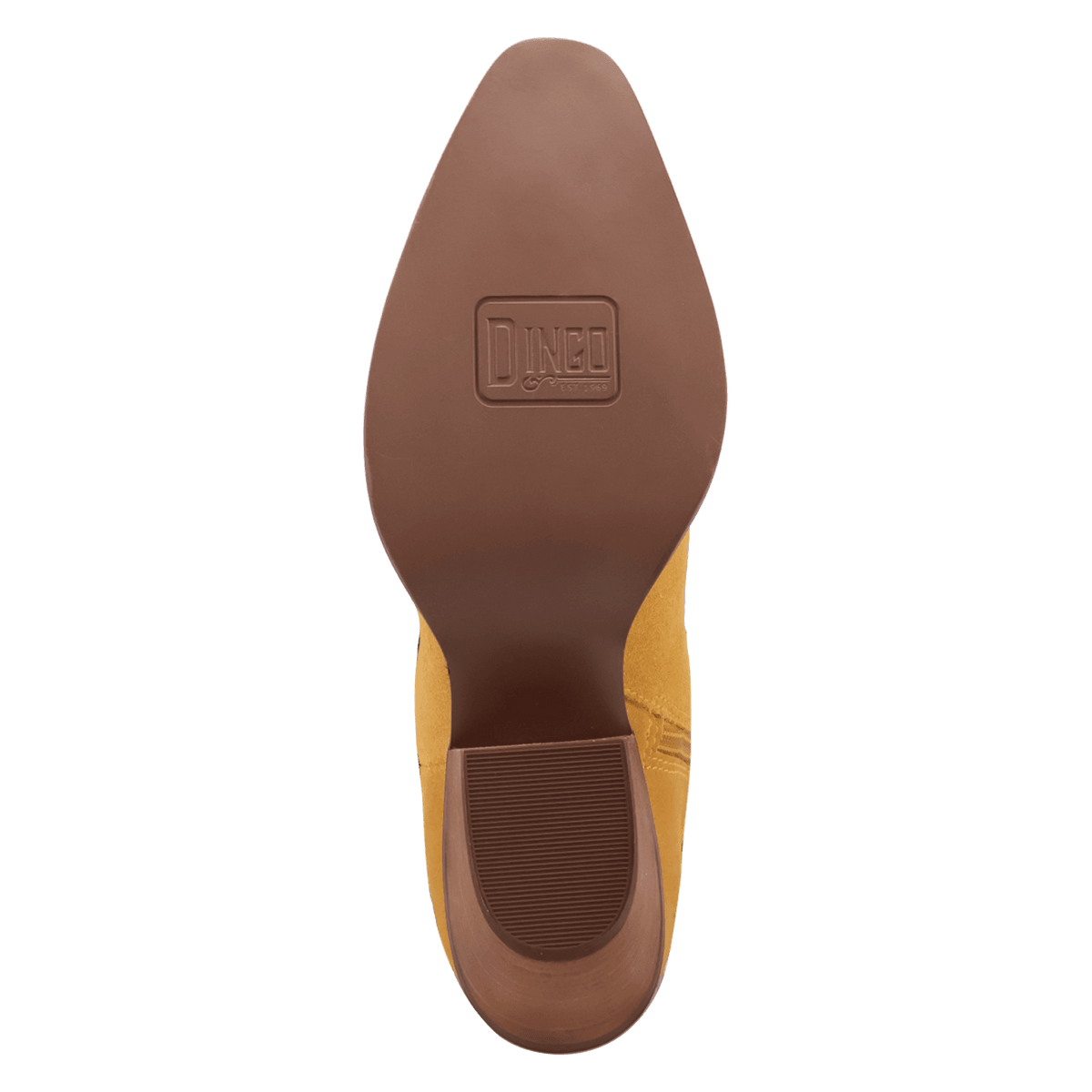 PRODUCT SHOT SUNDANCE SUEDE BOOTIE AT OUTSOLE ANGLE