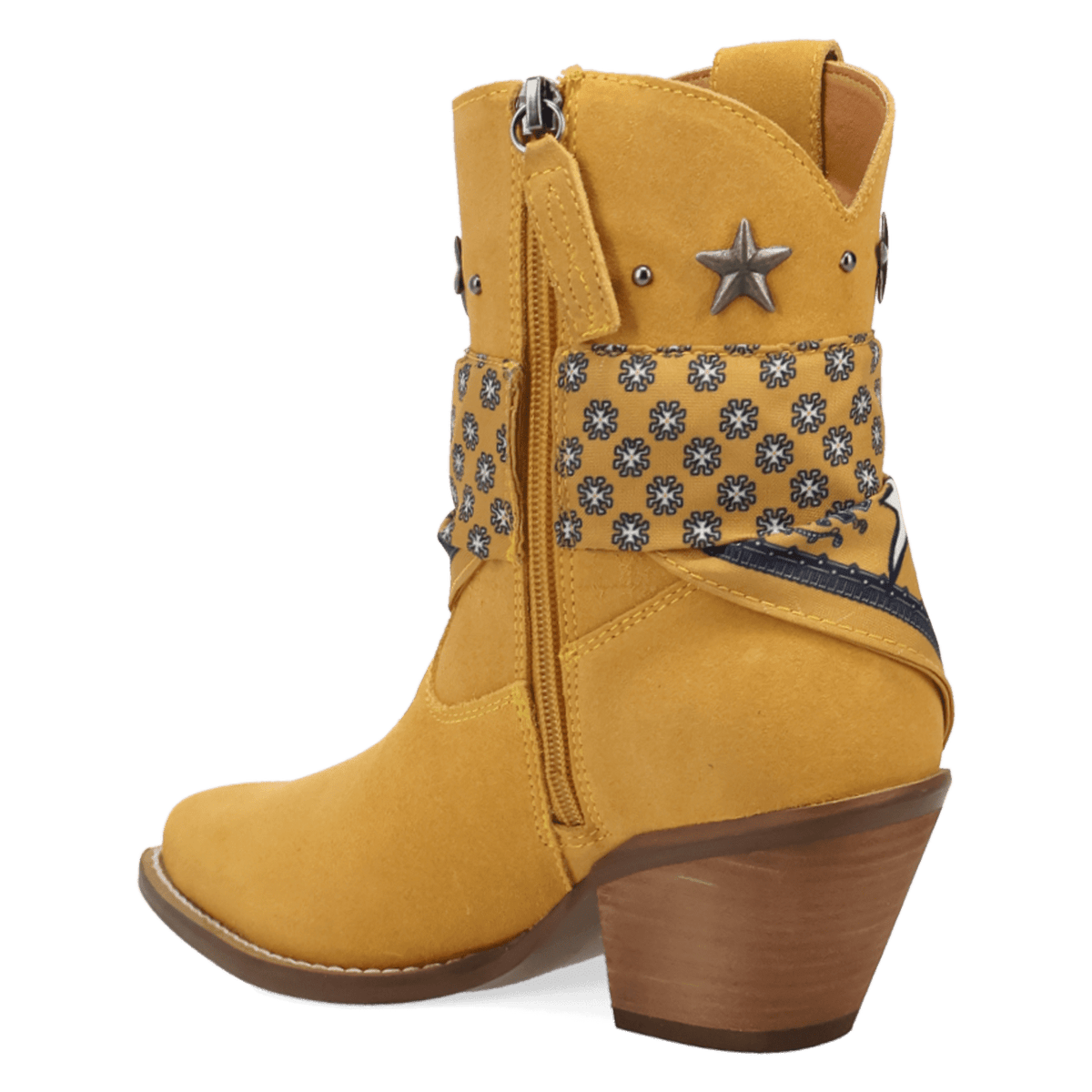 PRODUCT SHOT SUNDANCE SUEDE BOOTIE AT 270 DEGREE ANGLE