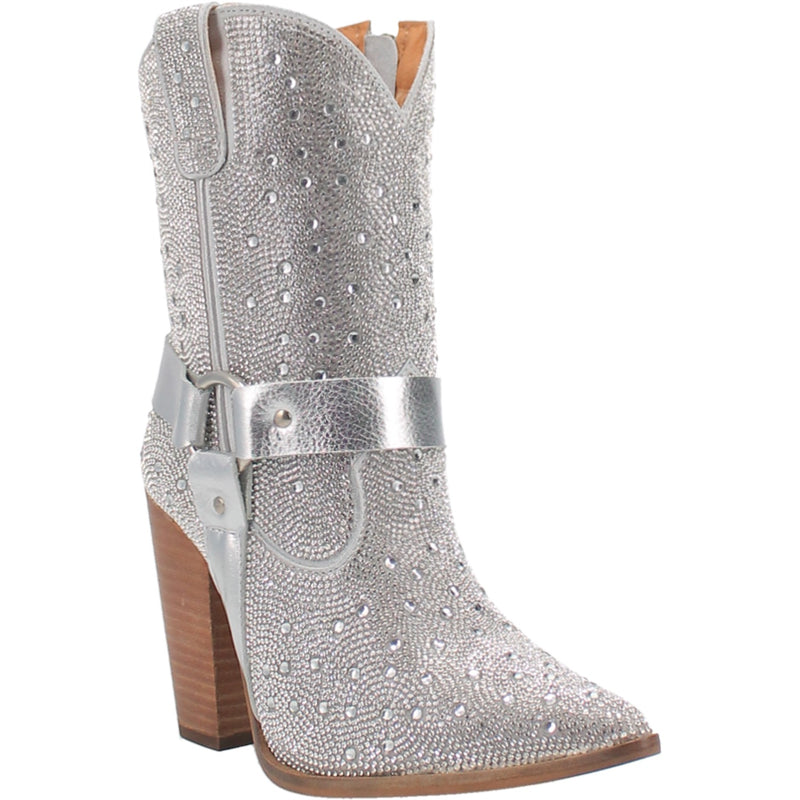 Silver on sale rhinestone booties