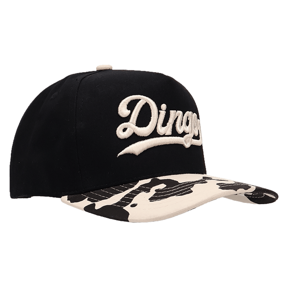 DINGO BLACK COW PRINT TRUCKER HAT