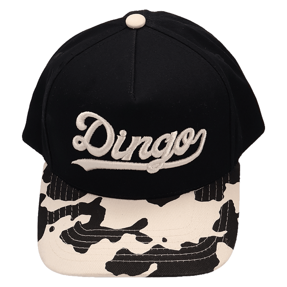 DINGO BLACK COW PRINT TRUCKER HAT